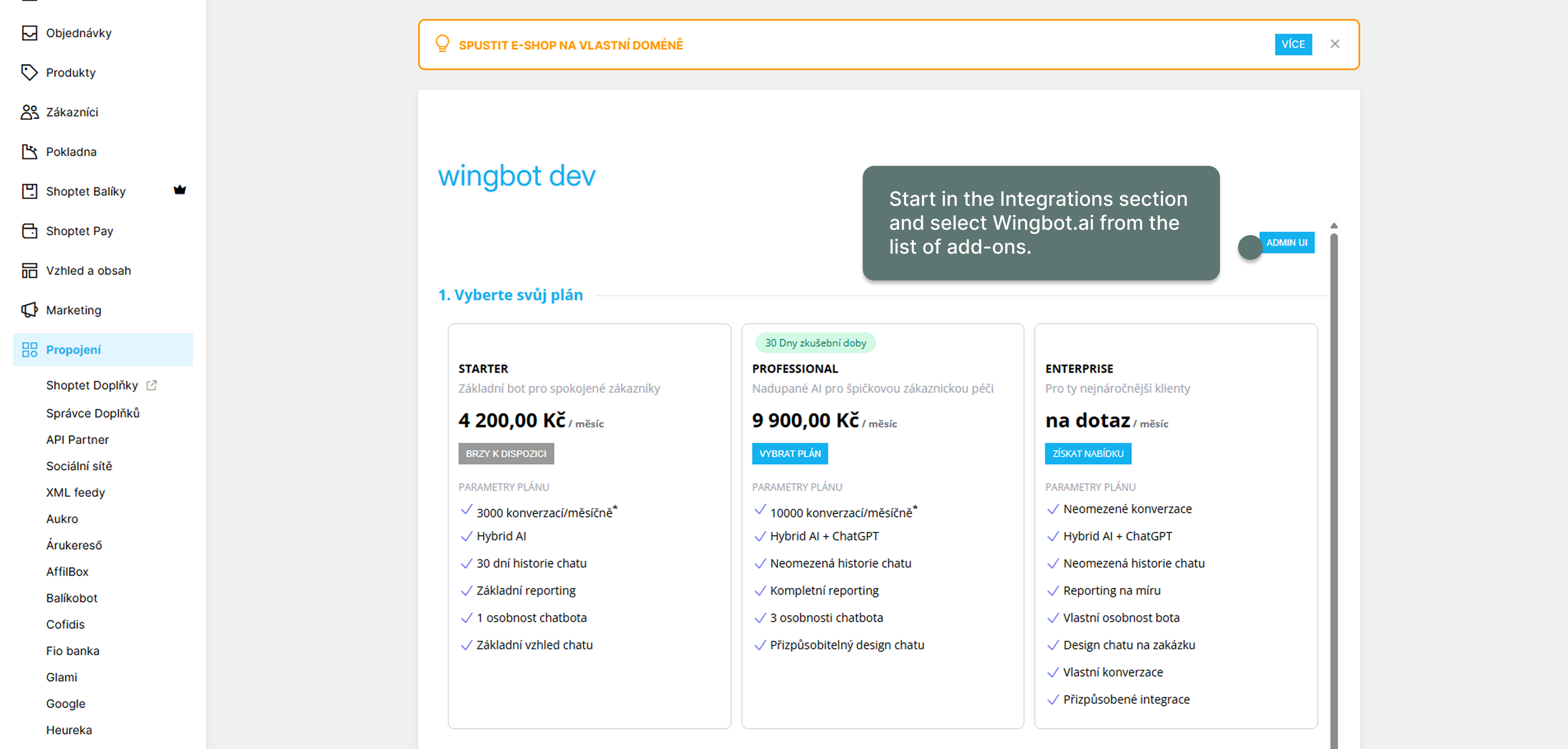 Shoptet - Wingbot Chatbot Framework Documentation