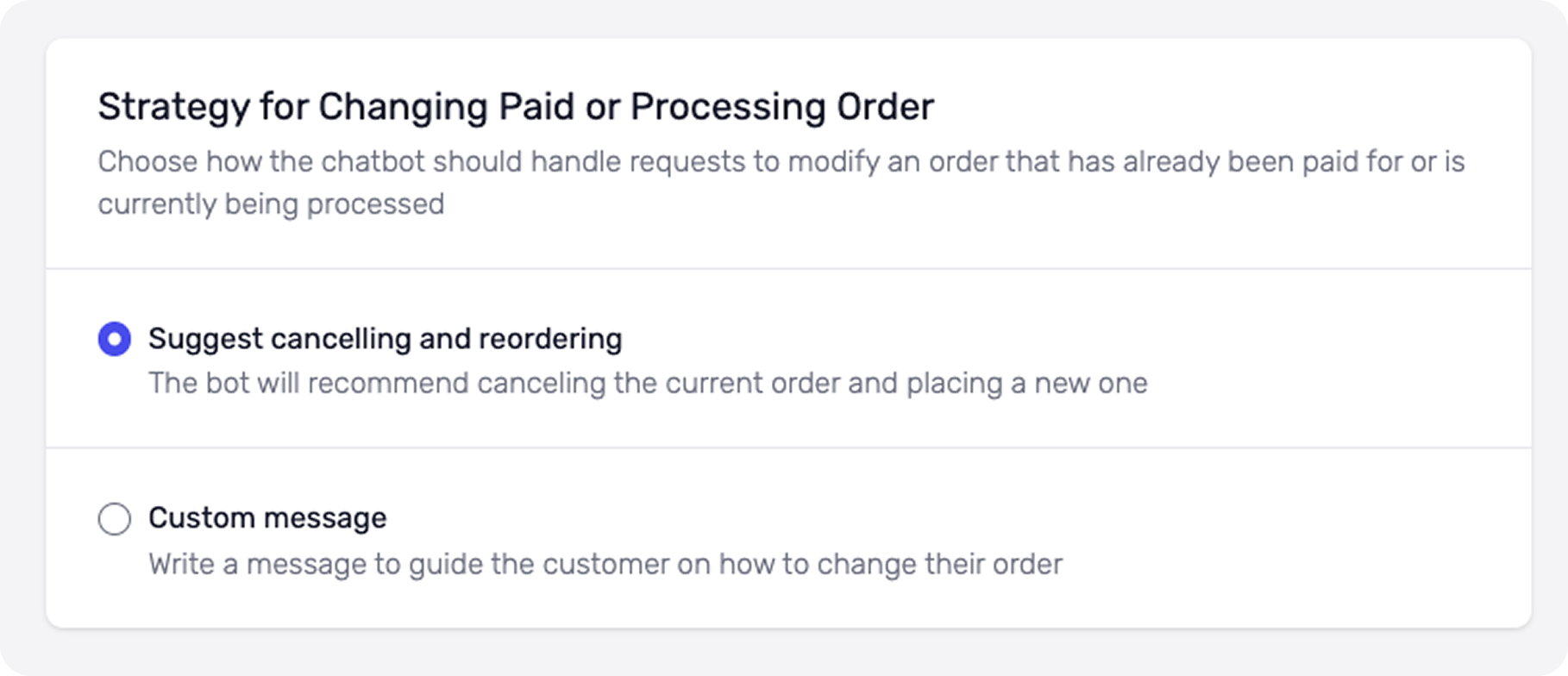 Order Changes - Wingbot Chatbot Framework Documentation